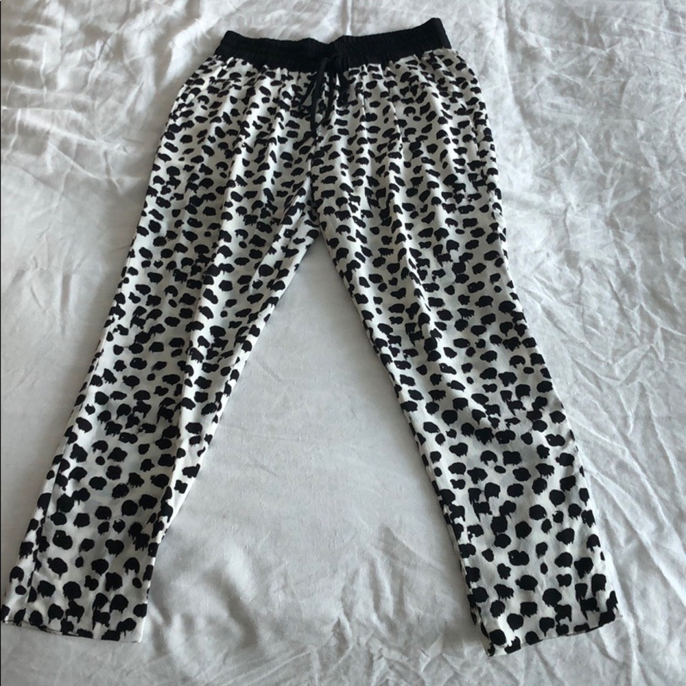 A.L.C. Black & White spotted silk drawstring pant